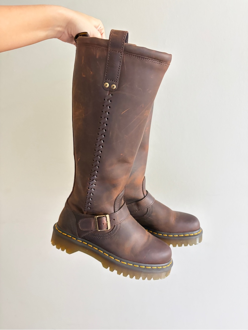 Dr. Martens Anistone Boots Women's Brown Leather Buckle Boots 6 - Picture 3 of 7